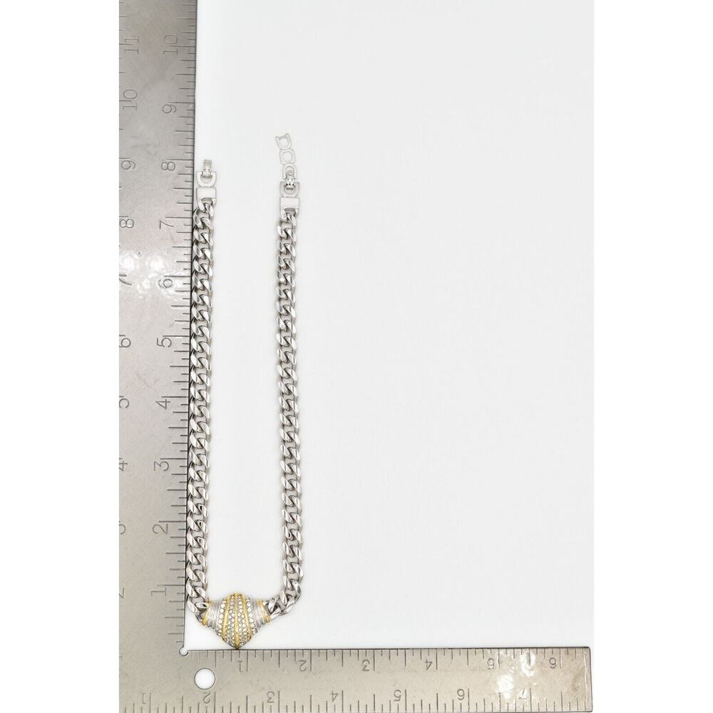Christian Dior Vintage Crystal Collar Necklace Silver Gold Signed 1960s BinBJ - Picture 12 of 12